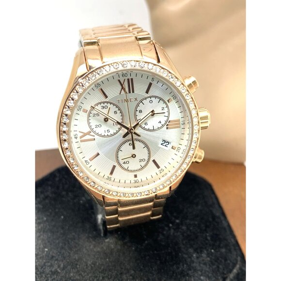 Timex Women's Watch TW2V57900 Quartz Chronograph Silver Dial Rose Gold 38mm - Picture 14 of 15